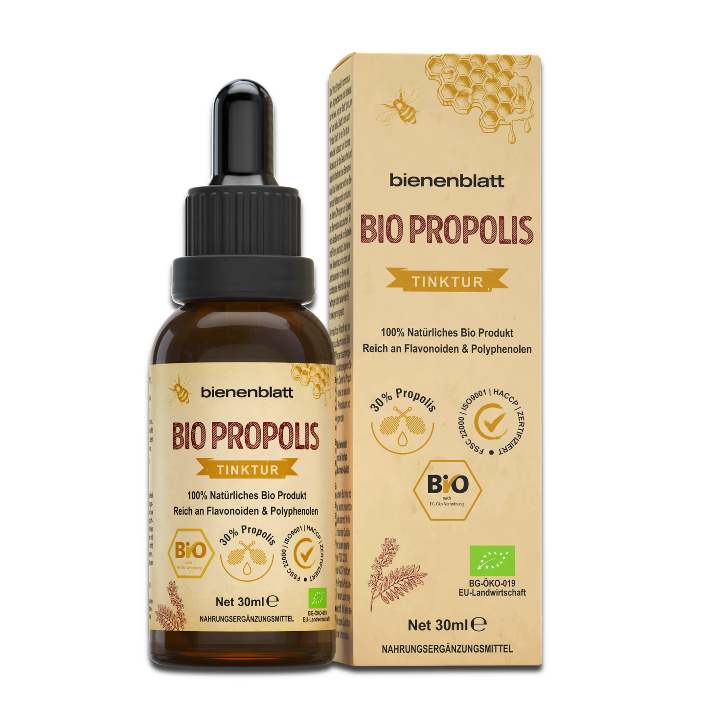 Bio Propolis 30 % Extrakt, 30ml Tinktur in Apothekerflasche mit Pipette